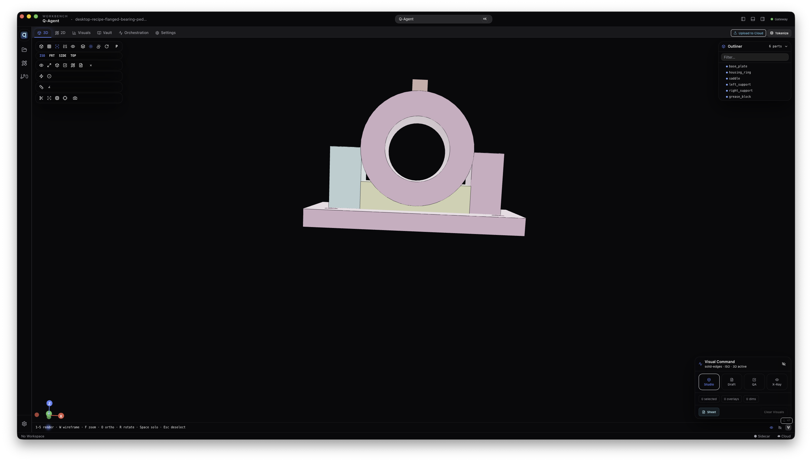 Output · editable solid + BOM